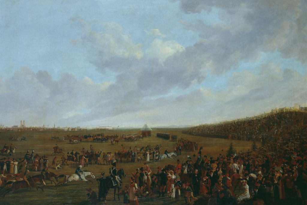A painting of the horse race at Oktoberfest around 1810. 